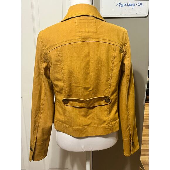 Live a Little Mustard Yellow Denim Blazer Jacket Size Medium dopamine dressing - Picture 7 of 9